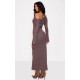 Chocolate Heavy Brushed Asymmetric Maxi Dress