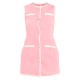 Pink Contrast Detailed Pearl Button Woven Romper