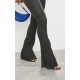 Black Coated Denim Split Hem Flares