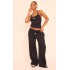 PRETTYLITTLETHING Black Tab  Wide Leg Sweatpants