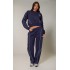 PRETTYLITTLETHING Navy Embroidered Contrast Piping Straight Leg Sweatpants