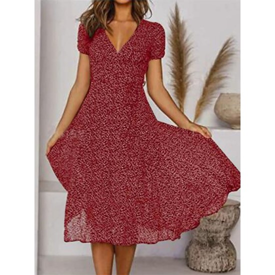 Casual Dress Swing Dress Floral Dress Midi Dress Black Wine Red Short Sleeve Ditsy Floral Print Summer Spring V Neck Fashion Vacation Loose Fit 2023 S M L XL XXL 3XL – PRYCUS MITCHELL INC