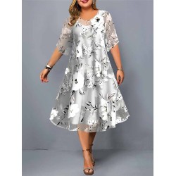 Plus Size Casual Dress Dress Set Chiffon Dress Floral Midi Dress Half Sleeve Print Crew Neck Fashion Daily Gray Summer Spring L XL XXL 3XL 4XL – PRYCUS MITCHELL INC