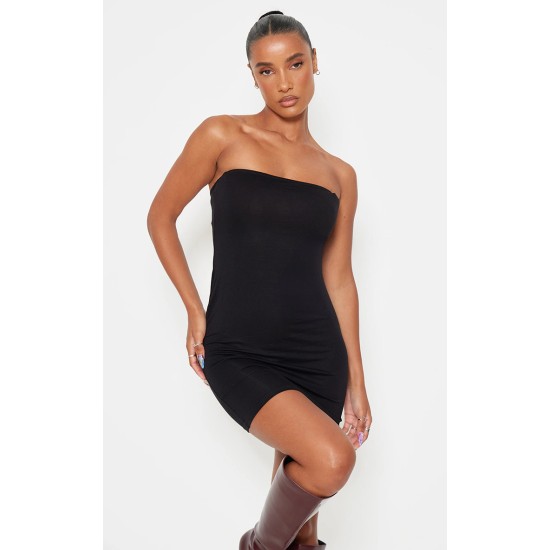 Black Jersey Bandeau Bodycon Dress