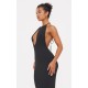 Black Fine Knit Halterneck Maxi Dress