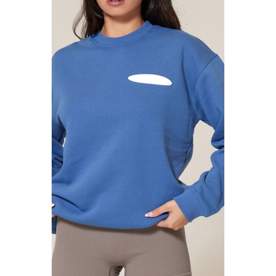 Steel Blue Studio Archive Mode Badge Oversized Sweatshirt