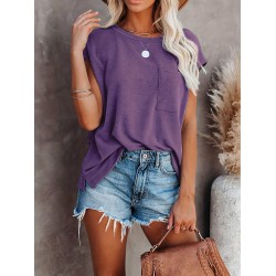 Crew Neck Solid T-Shirt, Casual Top For Summer & Spring, Women’s Clothing – PRYCUS MITCHELL INC