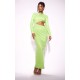 Lime Sequin Cut Out Long Sleeve Maxi Dress