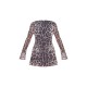 Leopard Mesh Long Sleeve Tie Back Shift Dress