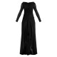 Black Mesh Long Sleeve Frill Detail Cut Out Maxi Dress