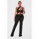 Shape Black Fold Over Ribbed Pants With Side Panel Detail