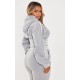 Shape Light Grey Sweat Cropped Shirred Waist Hoodie