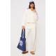 Cream Knitted Polo Neck Sweater And Wide Leg Pants Set