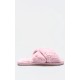 Pink Faux Fur Cross Over Slippers