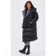 Black Chevron Quilted Maxi Puffer Coat