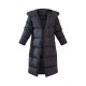 Black Chevron Quilted Maxi Puffer Coat