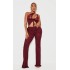 Shape Burgundy Fold Over Ribbed Pant With Side Panel Detail