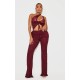 Shape Burgundy Fold Over Ribbed Pant With Side Panel Detail