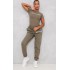 PRETTYLITTLETHING Sage Khaki Prettylittlething High Waist Cuffed Sweatpant