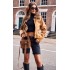 Camel Faux Fur Trim Faux Suede Jacket