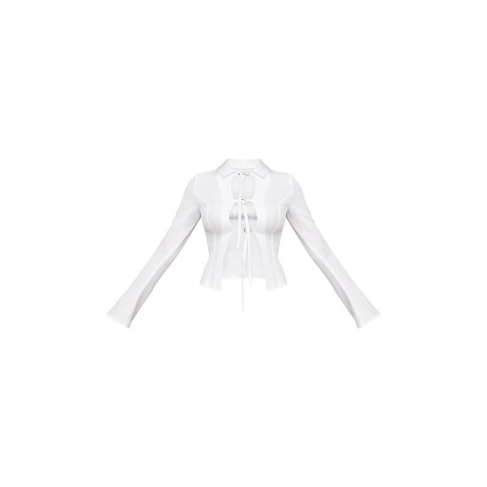 White Fitted Buckle Detail Shirt