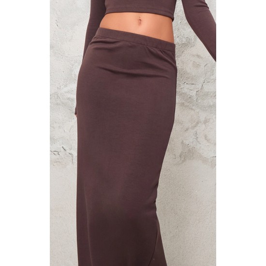 Chocolate Premium  Soft Touch Low Rise Maxi Skirt