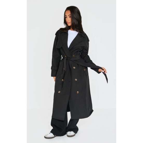 Petite Black Oversized Trench Coat