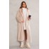 Beige Premium Soft Faux Fur Tailored Maxi Coat