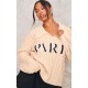 Plus Stone Cable Knit Embroidered Oversized Sweater