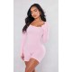 Shape Light Pink Snatched Ribbed Long Sleeve Unitard