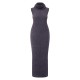 Plus Charcoal Brushed Rib Roll Neck Maxi Dress