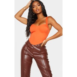 Shape Orange Woven Corset Crop Top