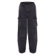 Washed Charcoal Twill Pocket Detail Wide Leg Cargo Pants