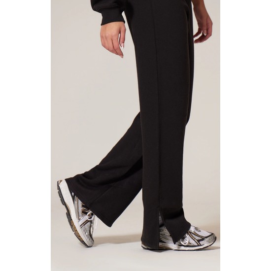 Black Flared Split Hem Sweatpants