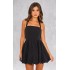 Black Buckle Detail Halterneck Puffball Mini Dress