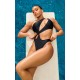 Black Loop One Shoulder Swimsuit