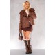 Chocolate Faux Suede PU Bonded Aviator Jacket