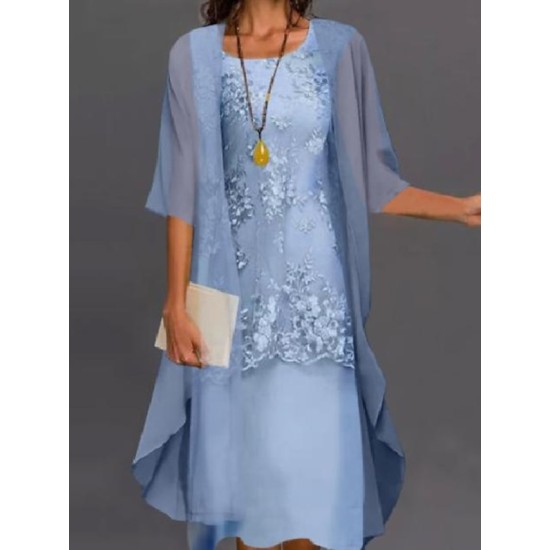 Dress Set Lace Dress Midi Dress Light Blue Green Gray Half Sleeve Floral Embroidered Layered Patchwork Summer Spring Fall Crew Neck Elegant Chinoiserie 2023 M L XL XXL XXXL 4XL 5XL – PRYCUS MITCHELL INC