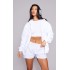 White Oversized Zip Up Plain Front Hoodie