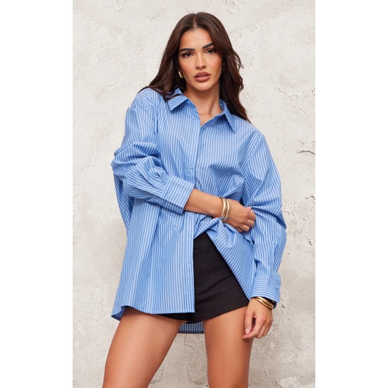 Blue Striped Oversized Shirt