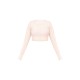 Cream Rib Scoop Neck Long Sleeve Crop Top