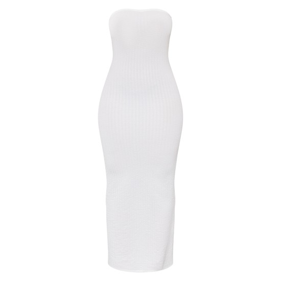 Shape White Textured Bandeau Midaxi Dress