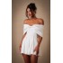 Premium White Satin Extreme Bow Detail Romper