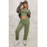 Khaki High Waisted Cuffed Sweatpants