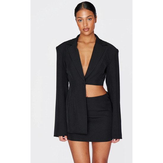 Tall Black Tailored A-line Mini Skirt