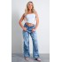 Light Blue Ribbon Detail Laser Print Jeans