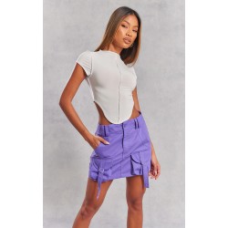 Purple Cargo Pocket Detail Micro Mini Skirt