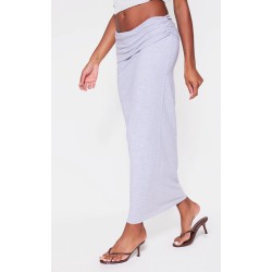 Grey Marl Foldover Cotton Maxi Skirt