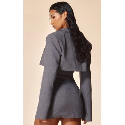 PLT Label Charcoal Tie Side Detail Blazer Dress